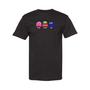 PHLUID Mens She/them/he Black Lightweight, Graphic Short Sleeve T-Shirt XL